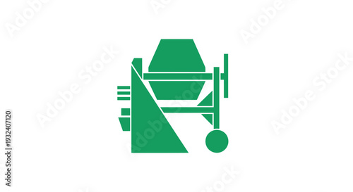 Green Concrete Mixer Machine Icon Symbol.