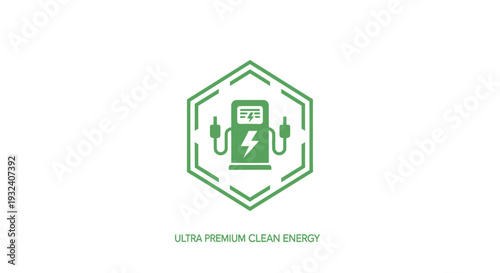 Green Electric Vehicle Charging Station Icon with Lightning Bolt Symbol.