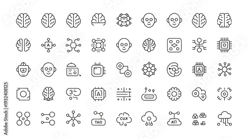 Artificial intelligence and technology robotics machine learning silhouettes