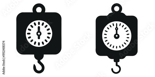 Hanging scales hooks vector silhouette, hanging scales hooks icon
