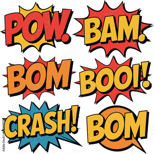 Colorful comic book explosion sound effects
