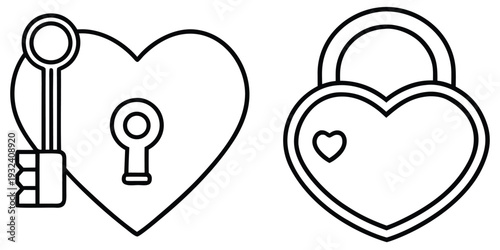 Heart shaped lock and key, love symbol