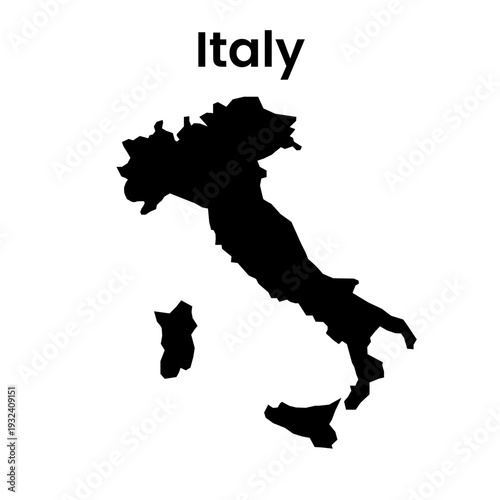 Italy Map Silhouette Vector Illustration with Sardinia and Sicily