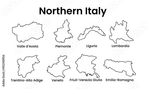 Vector Map of Northern Italy Outline Illustration