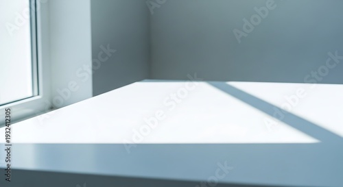 Wallpaper Mural Brightly lit empty white room with sunlight streaming through the window and casting shadows Torontodigital.ca