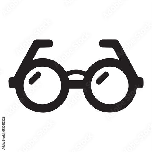 Classic round eyewear frame vector silhouette icon isolated on white background