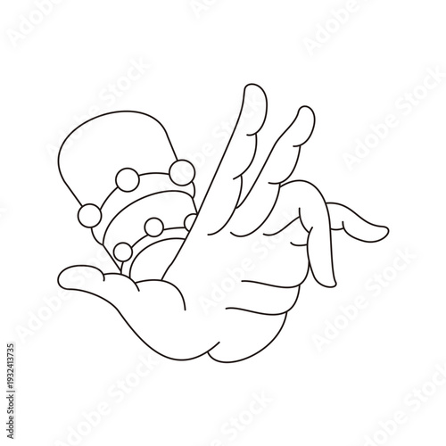 This is illustrations of hand gestures and Buddha’s hand motifs, designed as symbols, emblems, and logos, suitable for media publications, teahouse décor, and gift package	