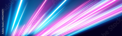 Multicolor glowing arcs race into the distance, forming a luminous expressway. Motion blur enhances acceleration and depth. Ideal for action-packed visuals. vector