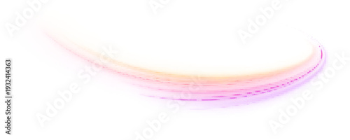 Multicolored neon light trails stream forward in smooth high-speed motion. Vibrant gradients of blue, pink, and gold glow intensely. A powerful futuristic expressway effect. PNG