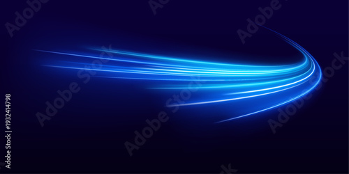 Bright multicolored light waves flow smoothly across the scene. Motion blur highlights speed and direction. A powerful futuristic design element. vector