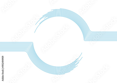Blue circular lines abstract futuristic tech background. Vector minimal design