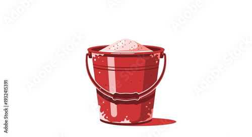 Red bucket filled with sand