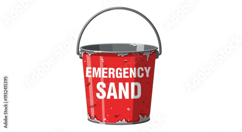 Red Emergency Sand Bucket with Metal Handle