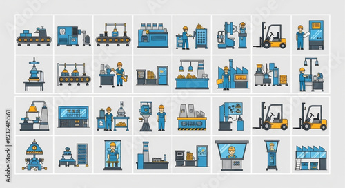 Collection of Industrial Factory Icons and Symbols.