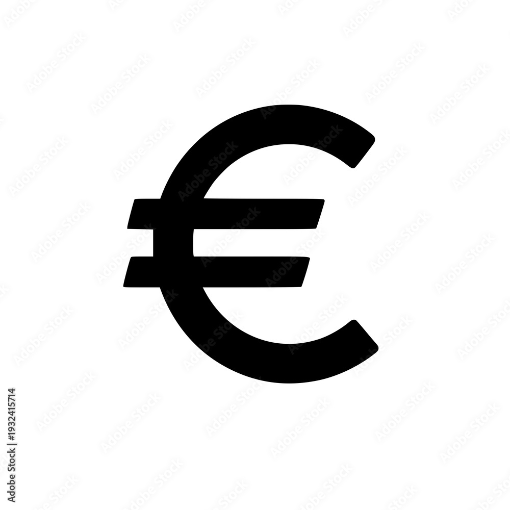 Obraz premium Euro Icon Vector – Minimal Flat Black Currency Symbol