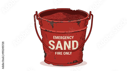 Vintage Emergency Sand Bucket for Fire Suppression