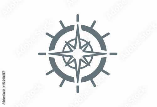 Illustration of a Classic Nautical Compass Rose with Directional Points Showing Cardinal Directions