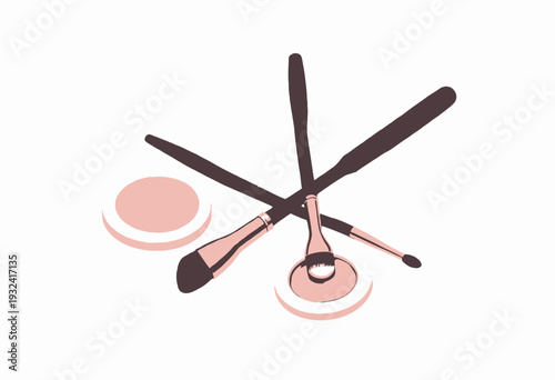 Aesthetic arrangement of makeup brushes and blush powder highlighting the tools of a professional makeup artist suitable for creating flawless beauty looks