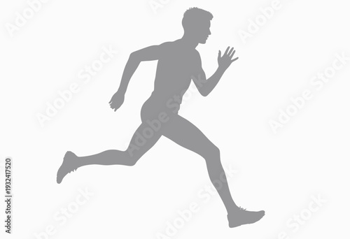 Dynamic Silhouette of a Runner Showcasing Motion and Energy Against a Minimalist White Background, Capturing Speed and Agility in a Striking Profile