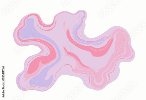 Abstract fluid art composition featuring a vibrant blend of pink, red, and lavender hues creating serene waves and smooth curves on a white background