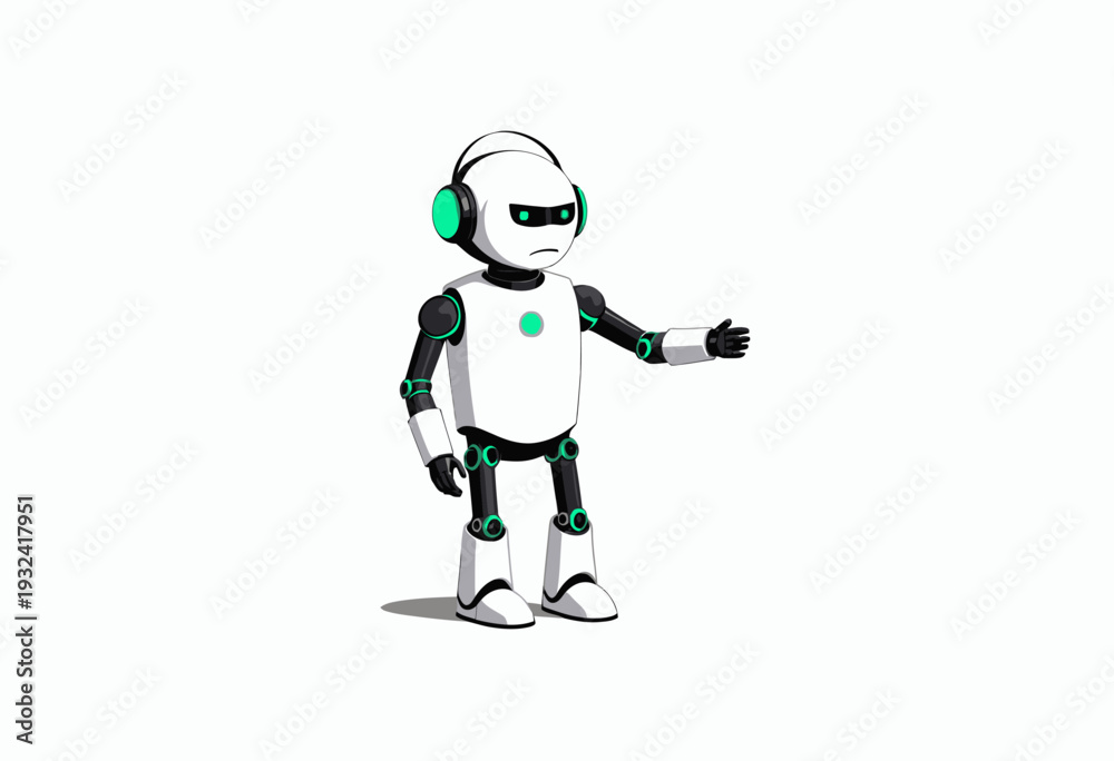 Fototapeta premium Futuristic Humanoid Robot Gesture with Advanced Technology and Expression in Minimalistic White Background