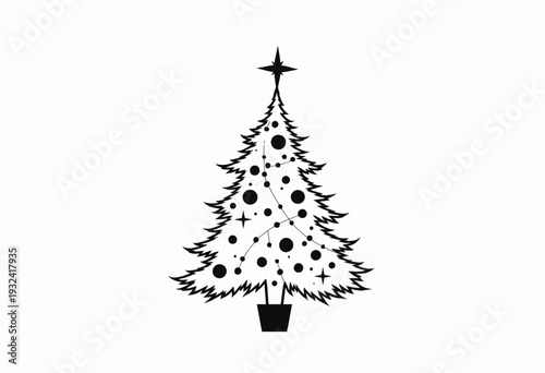 Monochromatic Christmas Tree with Geometric Decorations and Star Adornment in Modern Minimalist Style