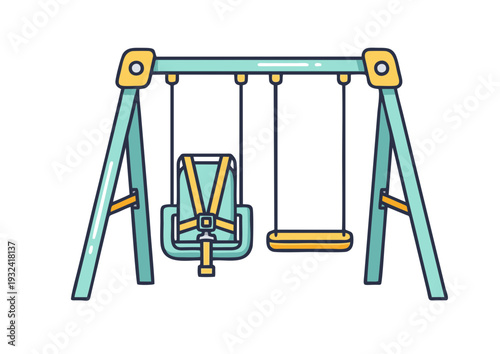 outdoor playground swing set vector illustration with safety seat for toddlers