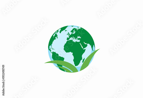Illustration of Earth with Green Leaves Symbolizing Environmental Conservation and Sustainable Earth-Friendly Practices
