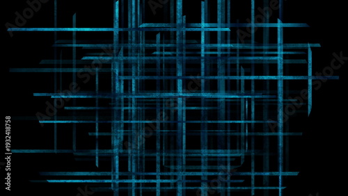 Grunge geometric grid background of blue stripes