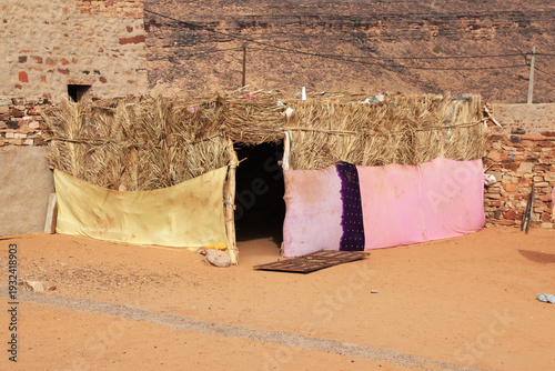 The local village close old city Ouadane in Sahara desert, Mauritania