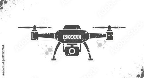 Drone with the word RESCUE on it, representing aerial rescue operations