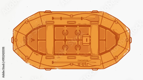 Inflatable Raft Top View Illustration