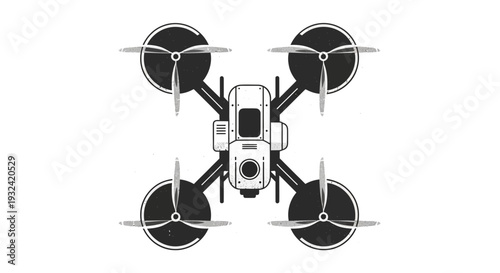Modern quadcopter drone with camera on white background