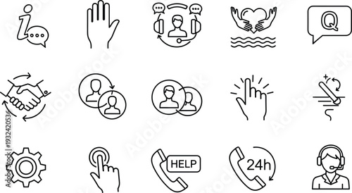 Customer Support and Service Line Icon Set