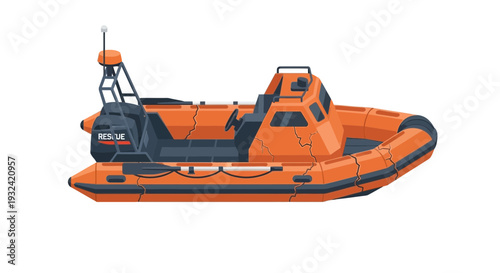 Orange Rigid Inflatable Rescue Boat