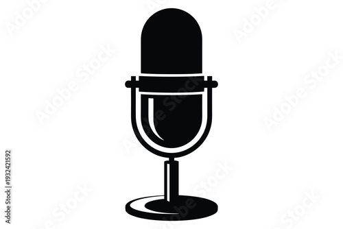 Retro Microphone Silhouette for Audio Recording and Broadcasting