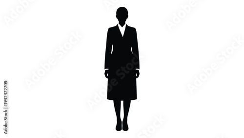 Silhouette of a woman in a business suit against a white background