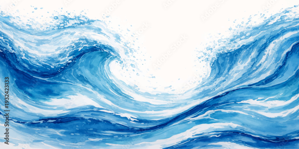 Fototapeta premium A flowing blue ocean wave creates a fresh splashing ripple on the clear liquid surface, featuring transparent bubbles and a clean motion backdrop for a nature spa