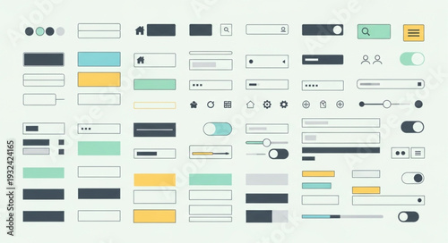 Collection of UI design elements and interface components for web and mobile applications.