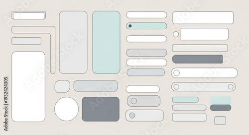 Collection of UI design elements for mobile app interface development.