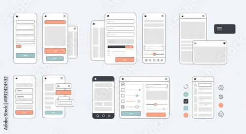 Mobile app interface designs showcasing various user interface elements and layouts.