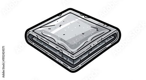 Folded Gray Textured Square Object