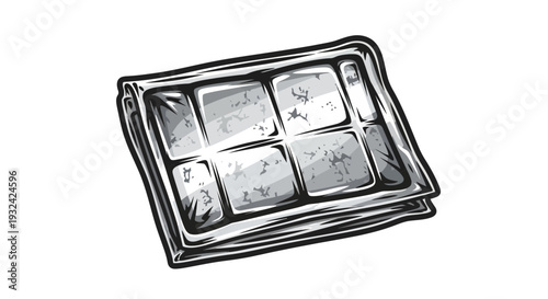 Folded newspaper with blank panels, graphic illustration