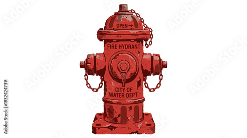 Red Fire Hydrant Isolated on White Background