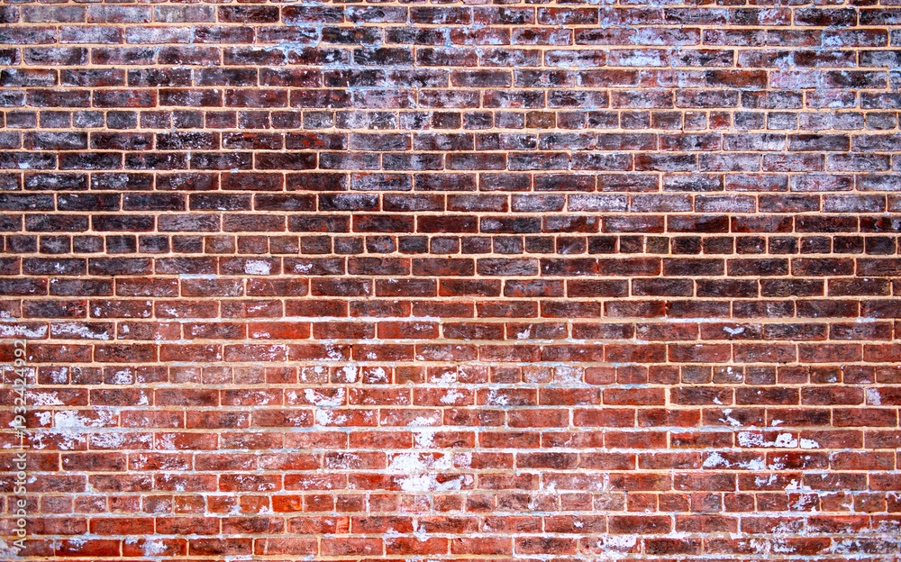 Naklejka premium Wall on exterior facade. Bricks in masonry block. Background on surface texture. Wall for rustic backdrop.