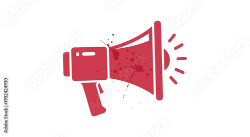 Red Megaphone Icon with Splatter Effect on White Background