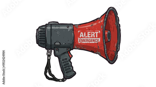 Red Megaphone with ALERT EMERGENCY text