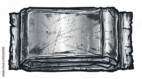 Scratched Metal Label Badge Emblem with Torn Edges