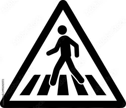 Pedestrian Crossing Road Sign for Traffic Safety and Urban Navigation Symbol