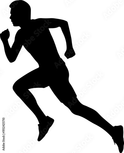 Male Runner Sprinting Silhouette Vector Graphic Black and White Sports Icon